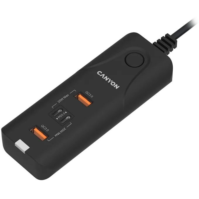 CANYON charger H-10 PD 20W QC 3.0 18W 2USB-A 2USB-C UK Desk Black — image 1