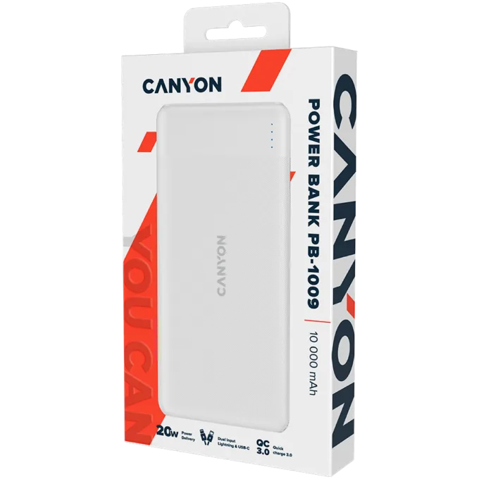 CANYON power bank PB-109 10000 mAh PD 18W QC 3.0 20W White — image 4