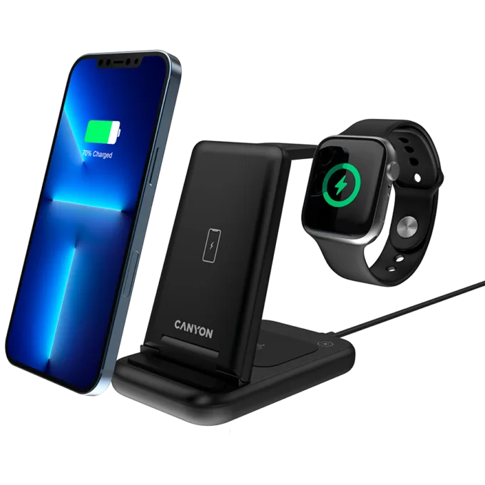 CANYON wireless charger WS-304 15W 3in1 UK Black — image 4