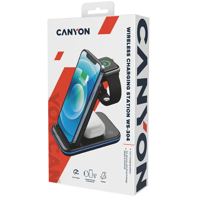 CANYON wireless charger WS-304 15W 3in1 Black — image 9