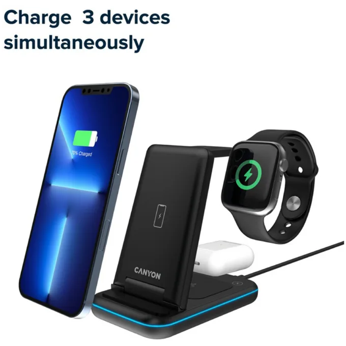 CANYON wireless charger WS-304 15W 3in1 UK Black — image 8