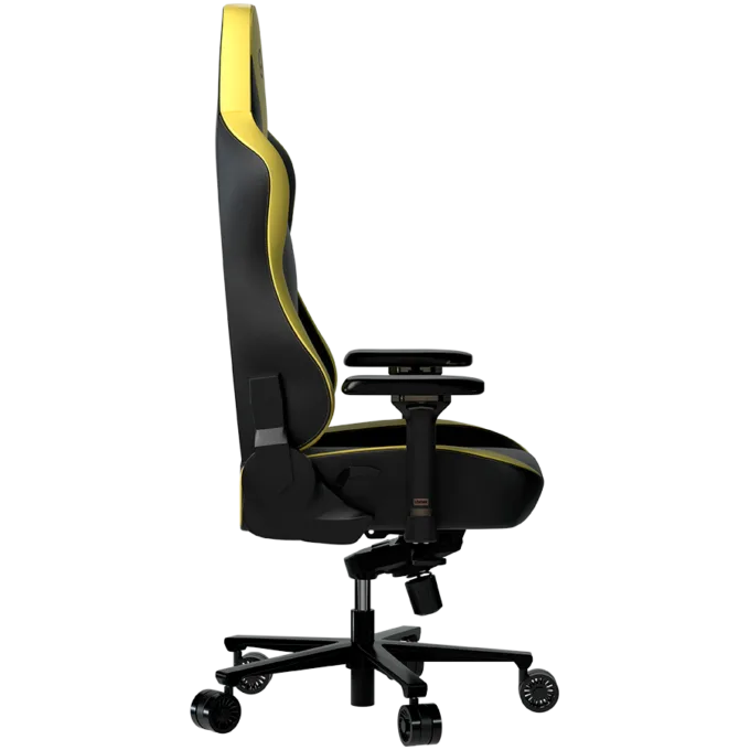 LORGAR Base 311, Gaming chair, PU eco-leather, 1.8 mm metal frame, multiblock mechanism, 4D armrests, 5 Star aluminium base, Class-4 gas lift, 75mm PU casters, Black + yellow — image 3