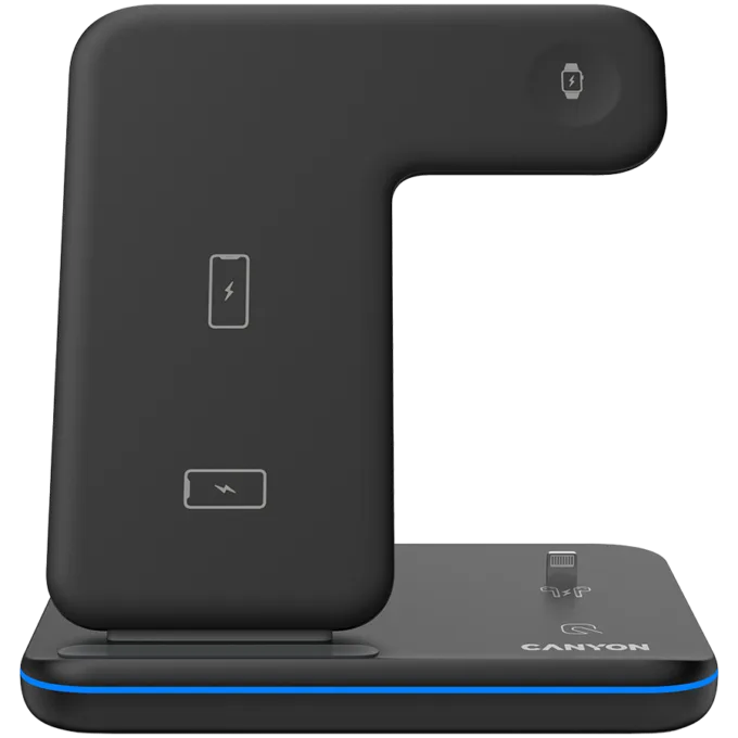 CANYON wireless charger WS-302 15W 3in1 UK Black — image 1