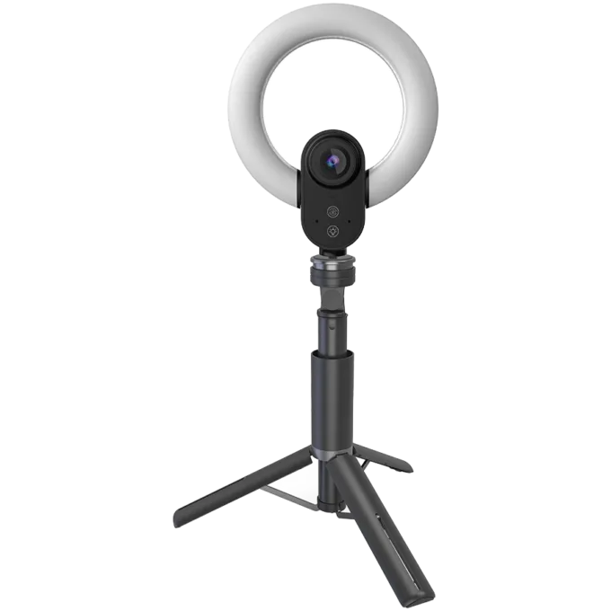 LORGAR Circulus 910, Streaming web camera, 5MP 2592X1944 max resolution, up to 60fps, 1/2.8", Sony STARVIS CMOS image sensor, full glass lens, 5.5'' built-in ring light (1700-14 000K), foldable tripod, auto focus, dual microphones with AI noise reduction, USB Type C, size: 470*133*115mm, 0.525kg, black+white — image 1