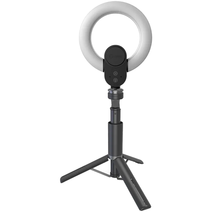 LORGAR Circulus 910, Streaming web camera, 5MP 2592X1944 max resolution, up to 60fps, 1/2.8", Sony STARVIS CMOS image sensor, full glass lens, 5.5'' built-in ring light (1700-14 000K), foldable tripod, auto focus, dual microphones with AI noise reduction, USB Type C, size: 470*133*115mm, 0.525kg, black+white — image 2