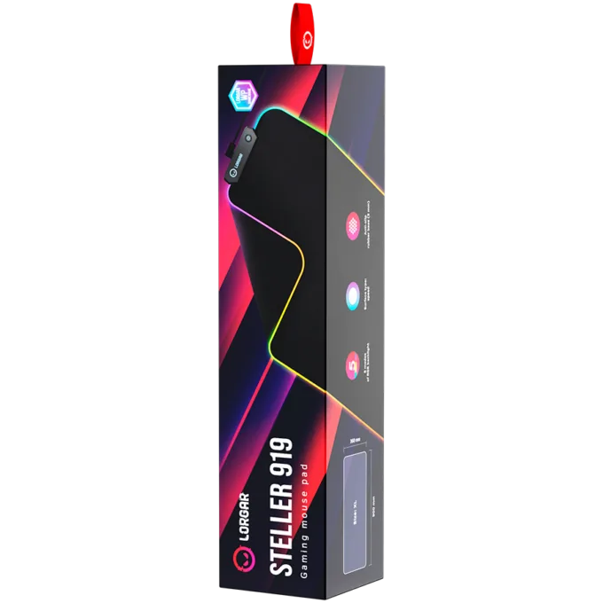 Lorgar Steller 919, Gaming mouse pad, High-speed surface, anti-slip rubber base, RGB backlight, USB connection, Lorgar WP Gameware support, size: 900mm x 360mm x 3mm, weight 0.635kg — image 6