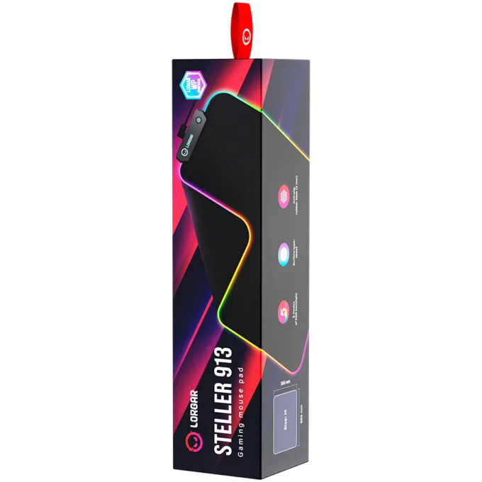Lorgar Steller 913, Gaming mouse pad, High-speed surface, anti-slip rubber base, RGB backlight, USB connection, Lorgar WP Gameware support, size: 360mm x 300mm x 3mm, weight 0.250kg — image 6