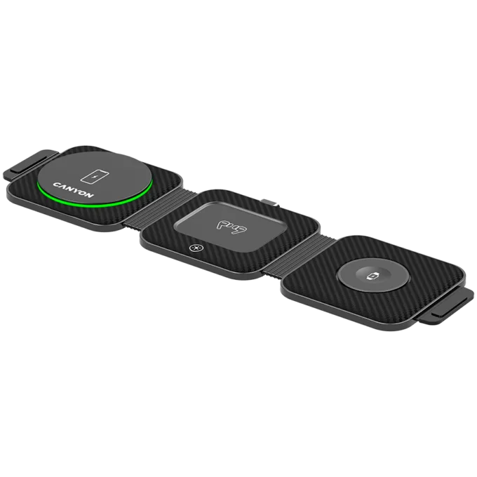 CANYON wireless charger WS-305 15W 3in1 Foldable UK Black — image 1