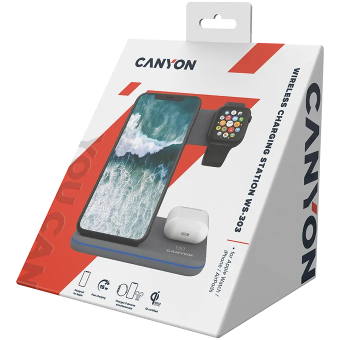 CANYON wireless charger WS-303 15W 3in1 Gray — image 7
