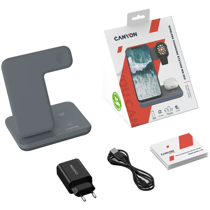 CANYON wireless charger WS-303 15W 3in1 Gray — image 8