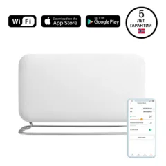 UK-plug, WiFi convection heater, 1200W, LED display, steel fronts, alu feet, overheat protection and tip-over switch, digital thermostat