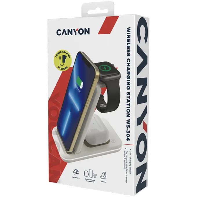 CANYON wireless charger WS-304 15W 3in1 Cosmic Latte — image 8