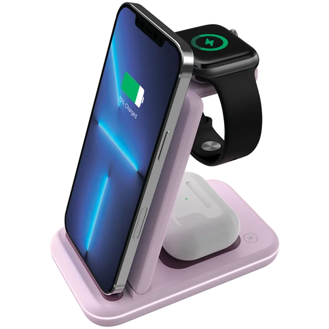 CANYON wireless charger WS-304 15W 3in1 Iced Pink — image 1