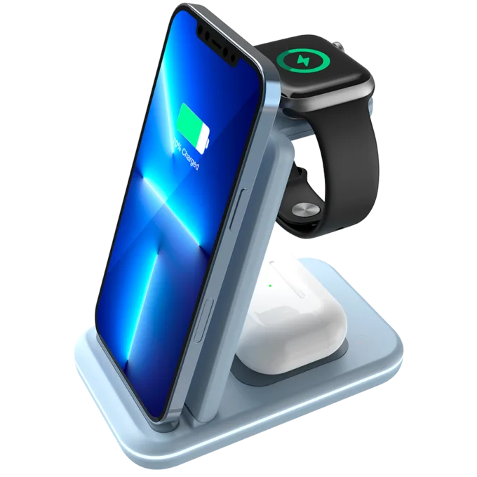 CANYON wireless charger WS-304 15W 3in1 Blue — image 1