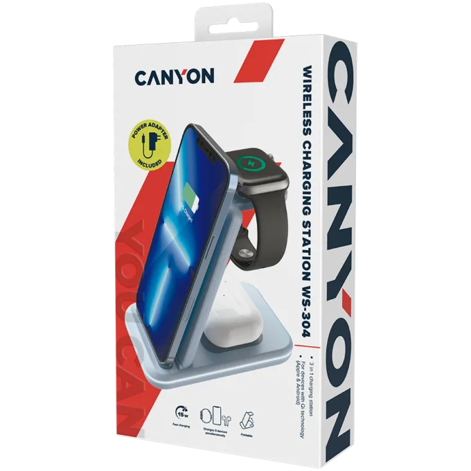 CANYON wireless charger WS-304 15W 3in1 Blue — image 9