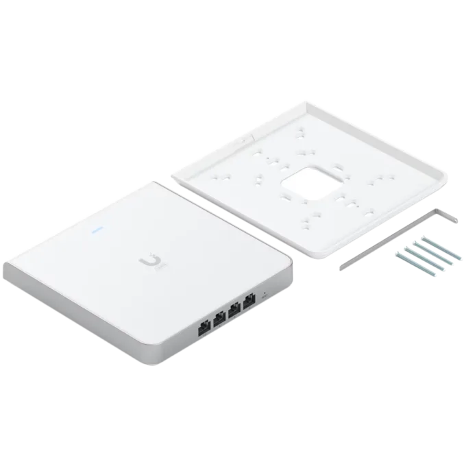 UBIQUITI U6 Enterprise In-Wall, 10 spatial streams, 115 m² (1,250 ft²) coverage, 600+ connected devices, Powered using PoE+/PoE++, (4) GbE ports with (1) PoE output, 2.5 GbE uplink. — image 2