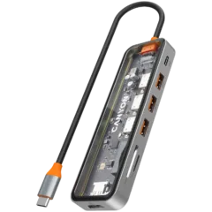 CANYON hub DS-13 7in1 4k USB-C Transparent Space Grey
