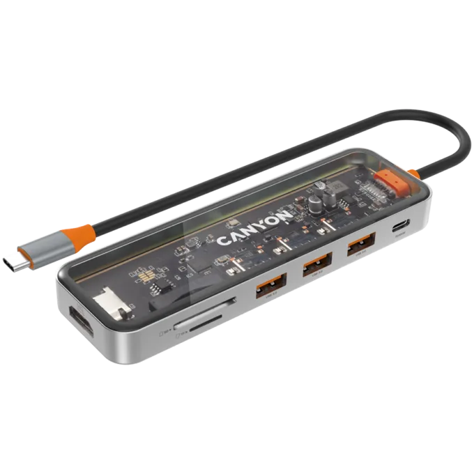 CANYON hub DS-13 7in1 4k USB-C Transparent Space Grey — image 2