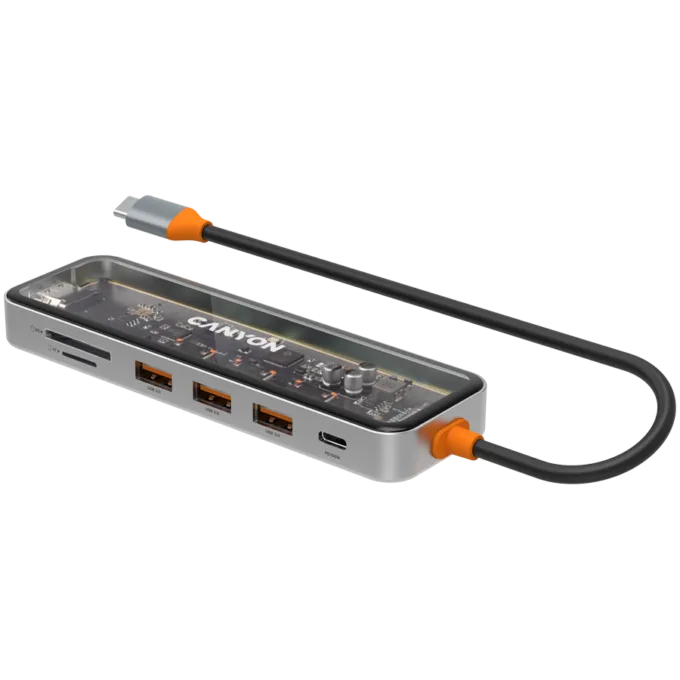 CANYON hub DS-13 7in1 4k USB-C Transparent Space Grey — image 3