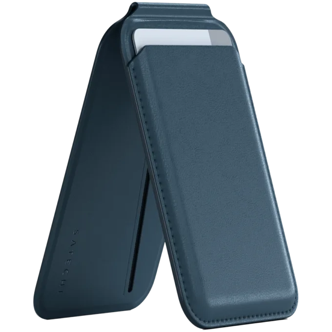 SATECHI Vegan-Leather Magnetic Wallet Stand (Dark Blue) — image 1