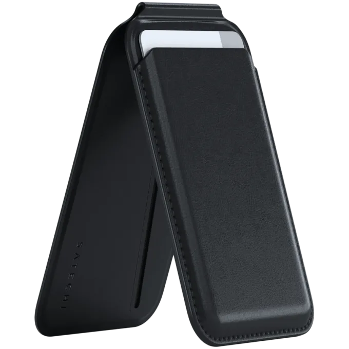 SATECHI Vegan-Leather Magnetic Wallet Stand (Black) — image 1