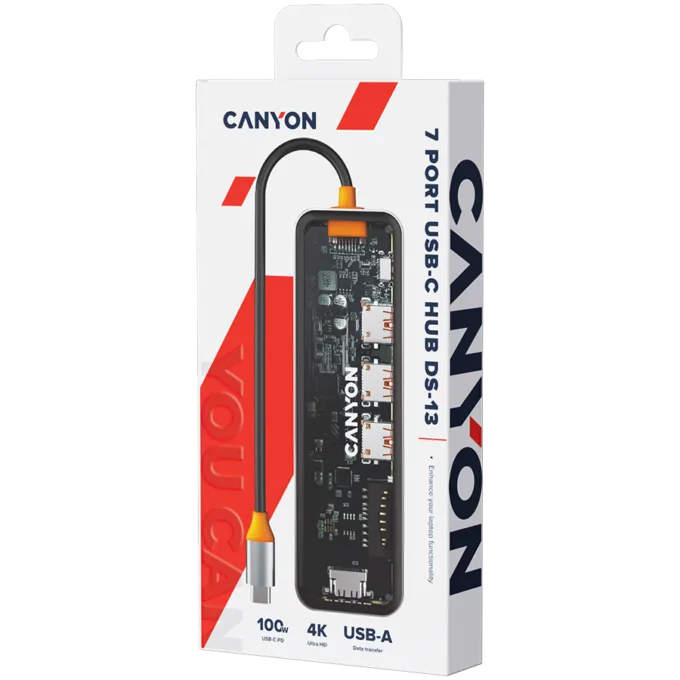 CANYON hub DS-13 7in1 4k USB-C Transparent Space Grey — image 7