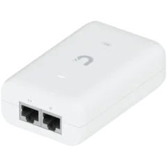UBIQUITI PoE+ Adapter; Delivers up to 30W of PoE+; Additional power drives devices such as U6 LR, U6 Enterprise, Camera DSLR, and other PoE+ devices; Surge, peak pulse, and overcurrent protection; Contains RJ45 data input, AC cable with earth ground,