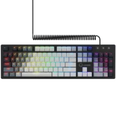 LORGAR Azar 514, Wired mechanical gaming keyboard, RGB backlight, 1680000 colour variations, 18 modes, keys number: 104, 50M clicks, linear dream switches, spring cable up to 3.4m, ABS plastic+metal, magnetic cover, 450*136*39mm, 1.17kg, white, EN layout