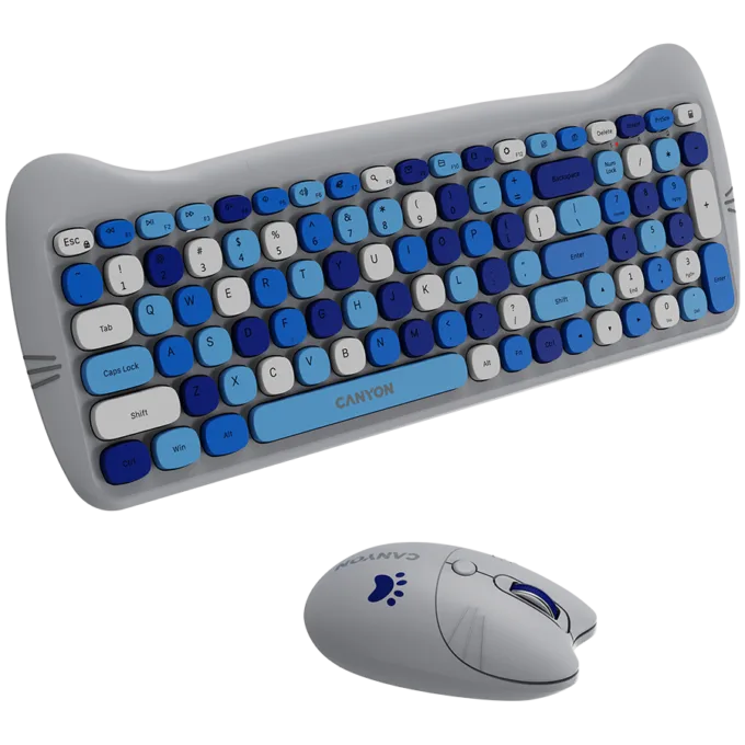 CANYON HSET-W6 EN Keyboard+Mouse Kitty Edition AAA+АА Wireless Blue — image 4