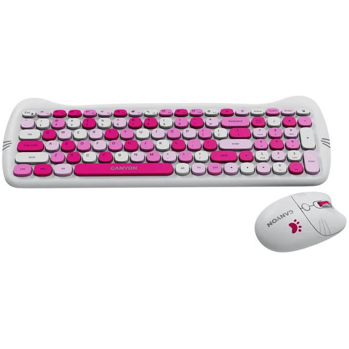 CANYON HSET-W6 EN Keyboard+Mouse Kitty Edition AAA+АА Wireless Pink — image 3