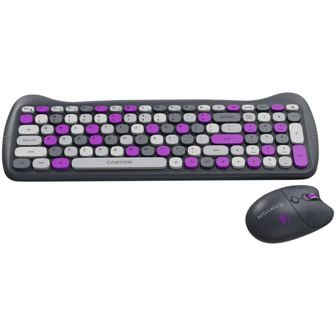CANYON HSET-W6 EN Keyboard+Mouse Kitty Edition AAA+АА Wireless Violet — image 2