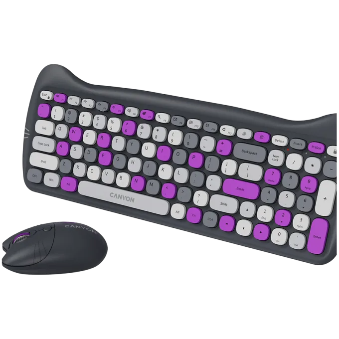 CANYON HSET-W6 EN Keyboard+Mouse Kitty Edition AAA+АА Wireless Violet — image 3