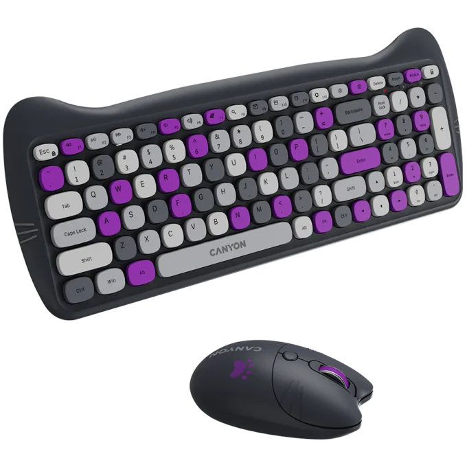 CANYON HSET-W6 EN Keyboard+Mouse Kitty Edition AAA+АА Wireless Violet — image 4