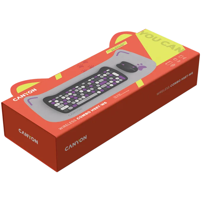CANYON HSET-W6 EN Keyboard+Mouse Kitty Edition AAA+АА Wireless Violet — image 6