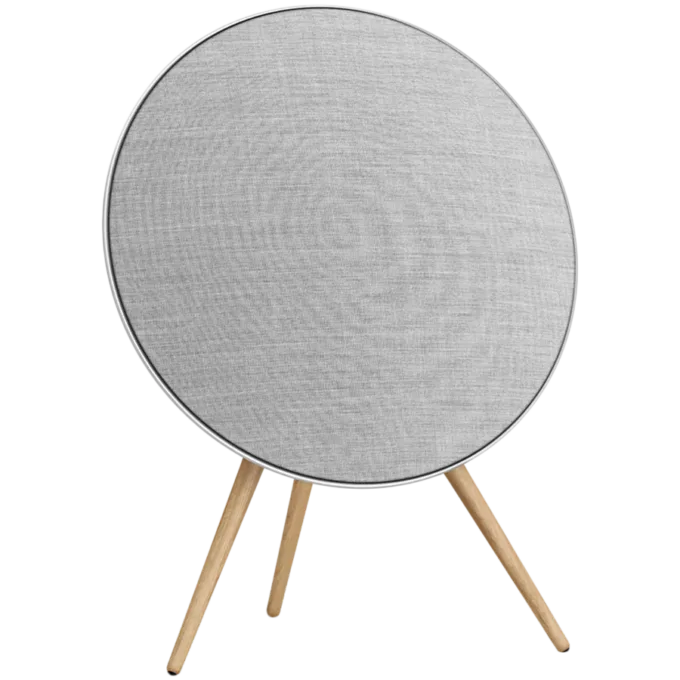 Beosound A9 5th Gen Speaker Natural Alu (Back Grey Mist/Cover Kvadrat Light Grey/Legs Oak) — image 1