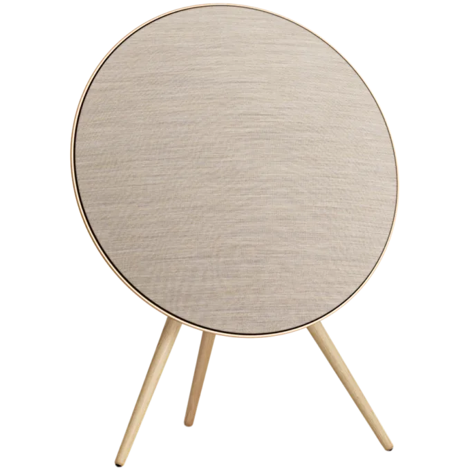 Beosound A9 5th Gen Speaker Gold Tone (Back Sand/Cover Golden/Legs White Oak) — image 1