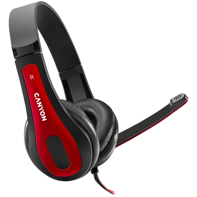 CANYON PC headset HSC-1 PC Mic Flat 2m Black Red — image 1