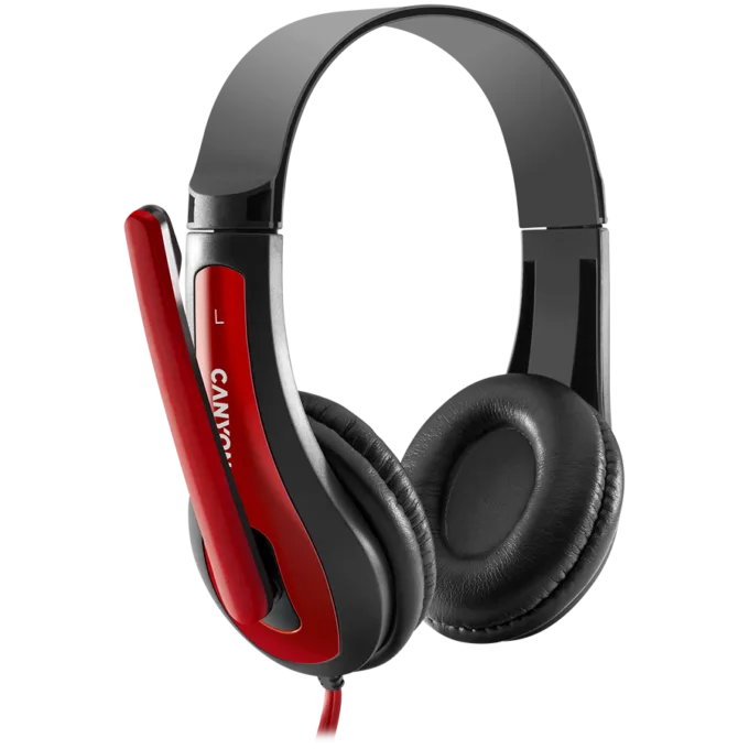 CANYON PC headset HSC-1 PC Mic Flat 2m Black Red — image 3