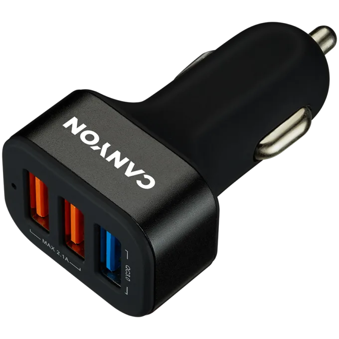 CANYON car charger C-07 QC 3.0 2.4A/3USB-A Black — image 1