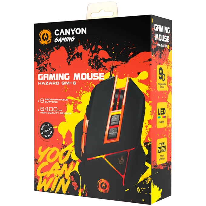 CANYON mouse Hazard GM-6 LED Wired Black Orange — image 6