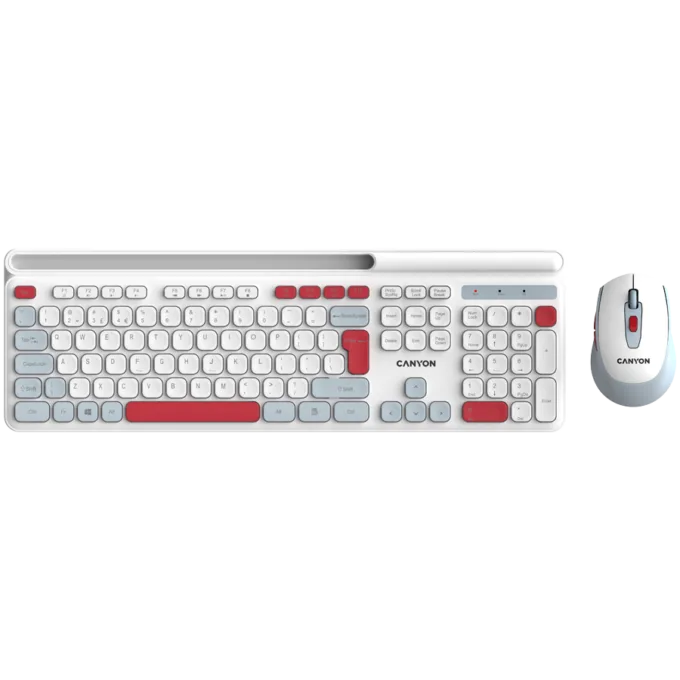 CANYON HSET-W5 EN Keyboard+Mouse AAA+AA Wireless White — image 1