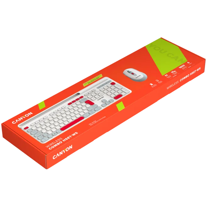 CANYON HSET-W5 EN Keyboard+Mouse AAA+AA Wireless White — image 7
