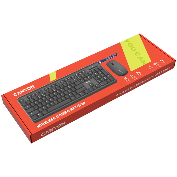 CANYON SET-W20 UK/US Keyboard+Mouse Velvet Wireless Black — image 3