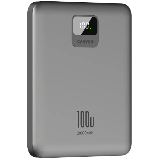 CANYON power bank PB-2008 LED FLAT 20000 mAh PD100W QC3.0 Dark Grey — image 5