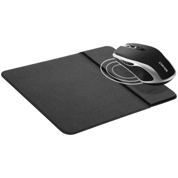 CANYON MW-19, 2.4GHz Wireless Rechargeable Mouse with Pixart sensor, 6keys, Silent switch for right/left keys,Add NTCDPI: 800/1200/1600, Max. usage 50 hours for one time full charged, 300mAh Li-poly battery, Black -Silver, cable length 0.6m, 121*70*39mm, 0. — image 6