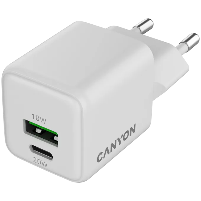 CANYON charger CU20AC GaN 20W 1xPD 1xQC EU White — image 2