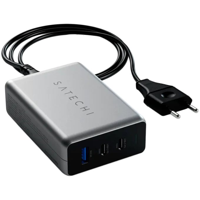 SATECHI 100W USB-C PD Compact Charger- EU ( x2 Type-C / x1 Type-A) (space gray) — image 2