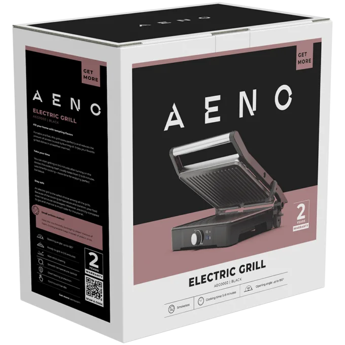 AENO Electric Grill EG2: 2000W, Temperature regulation, Max opening angle -180°, Plate size 290*234mm — image 7