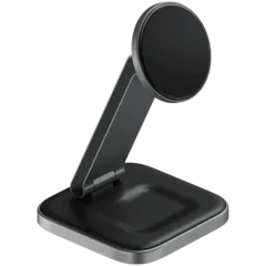 SATECHI 2-in-1 Foldable Qi2 Wireless Charging Stand (Space Gray)
