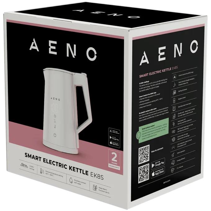AENO Electric Kettle EK8S Smart: 1850-2200W, 1.7L, Strix, Double-walls, Temperature Control, Keep warm Function, Control via Wi-Fi, LED-display, Non-heating body, Auto Power Off, Dry tank Protection — image 3